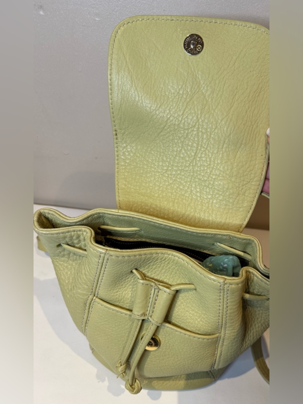 Coach Vintage Sonoma Backpack Lemon Green 1996 4925 Drawstring USA - Picture 5 of 8